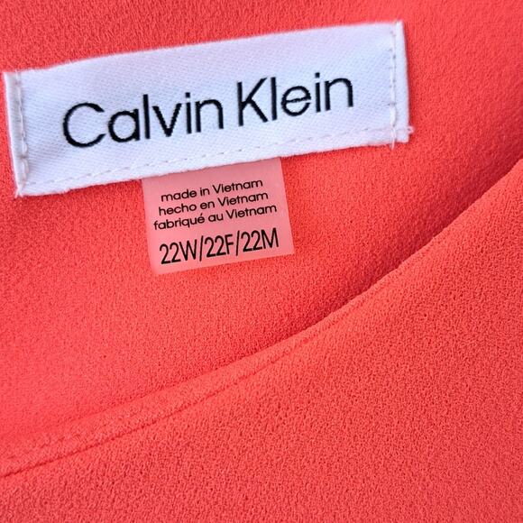 CALVIN  KLEIN Orange Ruffled Tulip-Hem Belted Dress Size 22 W - Picture 7 of 10